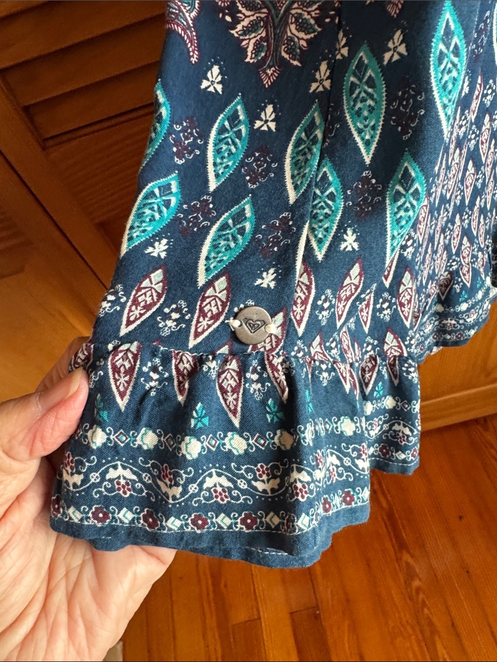 ROXY Blue and White Paisley Boho AWESOME Dress - Picture 7 of 7